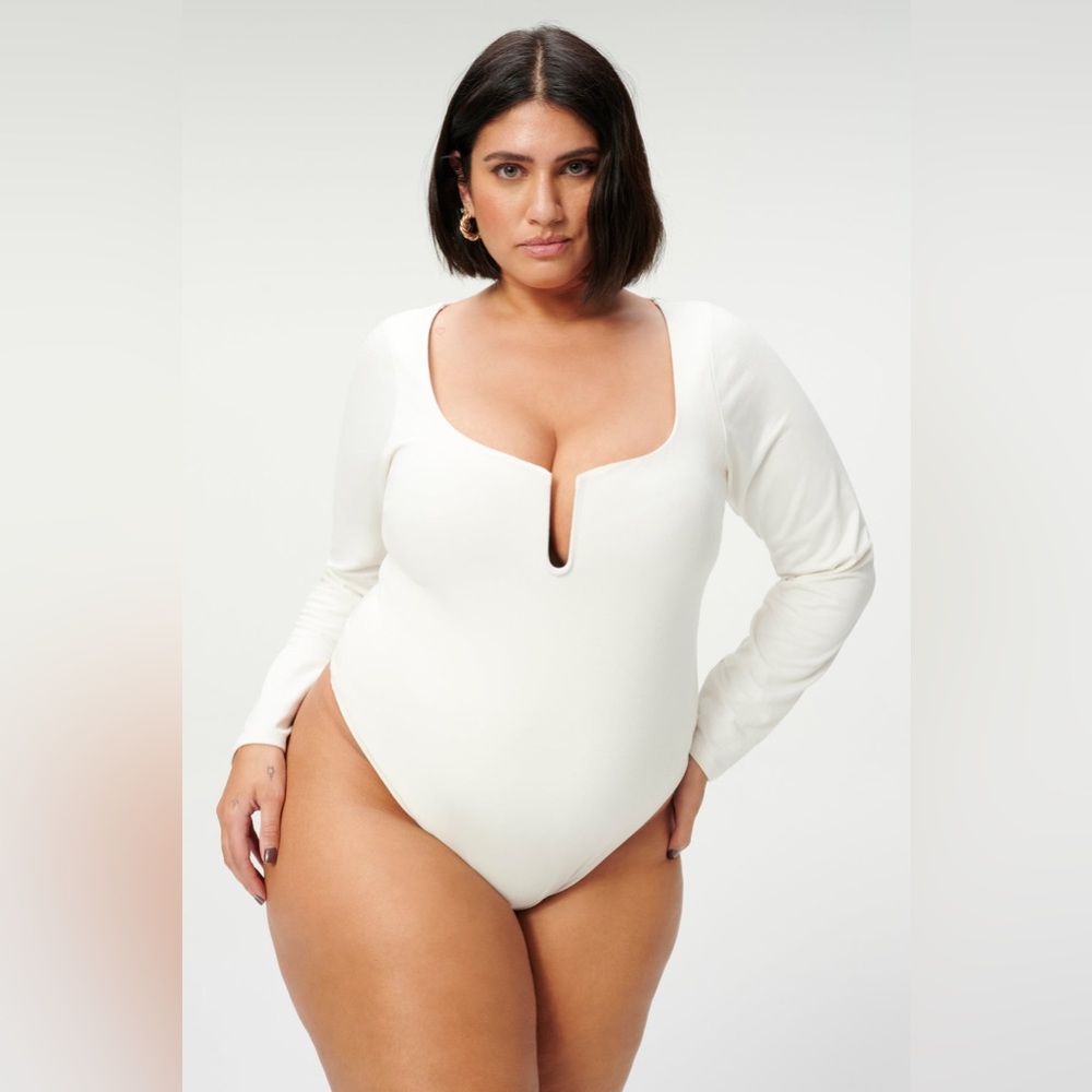 Good American STRETCH JERSEY U RING BODYSUIT in Ivory Size 2 NEW - Picture 7 of 16